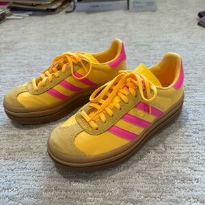 adidas Women's Yellow and Pink Sneakers